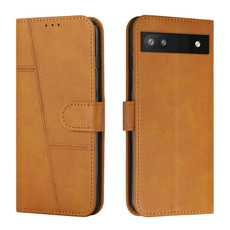 For Google Pixel 6a Stitching Calf Texture Buckle Leather Phone Case(Yellow) For Google Pixel 6a Stitching Calf Texture Buckle Leather Phone Case(Yellow)