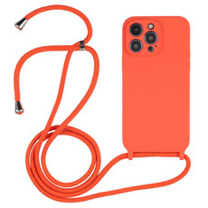 For iPhone 14 Pro Crossbody Lanyard Liquid Silicone Case(Orange) For iPhone 14 Pro Crossbody Lanyard Liquid Silicone Case(Orange)