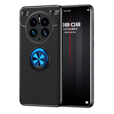 For Huawei Mate 50 Pro Metal Ring Holder TPU Phone Case(Black+Blue)
