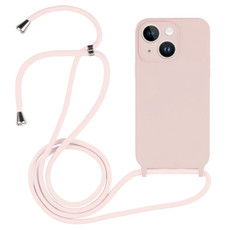 For iPhone 14 Crossbody Lanyard Liquid Silicone Case(Sand Pink) For iPhone 14 Crossbody Lanyard Liquid Silicone Case(Sand Pink)