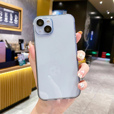 For iPhone 14 Pro Max Lens Protection Transparent TPU Phone Case(Blue) For iPhone 14 Pro Max Lens Protection Transparent TPU Phone Case(Blue)