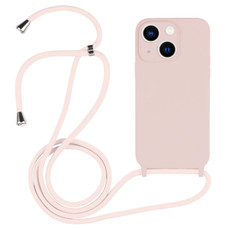 For iPhone 13 Crossbody Lanyard Liquid Silicone Case(Sand Pink) For iPhone 13 Crossbody Lanyard Liquid Silicone Case(Sand Pink)