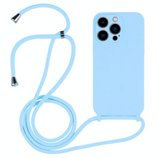 For iPhone 13 Pro Max Crossbody Lanyard Liquid Silicone Case(Blue) For iPhone 13 Pro Max Crossbody Lanyard Liquid Silicone Case(Blue)