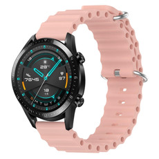 For Huawei Watch GT2 42mm 20mm Ocean Style Silicone Solid Color Watch Band(Pink)