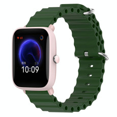 For Amazfit Pop Pro 20mm Ocean Style Silicone Solid Color Watch Band(Army Green)