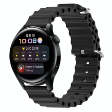For Huawei Watch 3 22mm Ocean Style Silicone Solid Color Watch Band(Black)