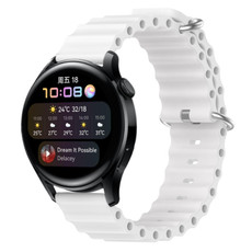 For Huawei Watch 3 22mm Ocean Style Silicone Solid Color Watch Band(White)