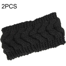 2 PCS Twist Hair Accessories Hair Band Knitted Wool Thickened Warm Headgear(Black) 2 PCS Twist Hair Accessories Hair Band Knitted Wool Thickened Warm Headgear(Black)