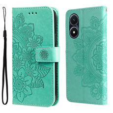For vivo Y02s 7-petal Flowers Embossing Leather Phone Case(Green)