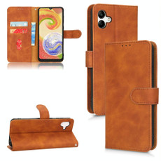 For Samsung Galaxy A04 4G Skin Feel Magnetic Flip Leather Phone Case(Brown)