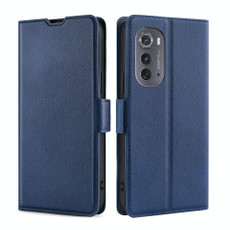 For Motorola Edge 2022 Ultra-thin Voltage Side Buckle Horizontal Flip Leather Phone Case(Blue)