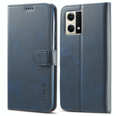 For OPPO Reno8 Pro LC.IMEEKE Calf Texture Horizontal Flip Leather Case(Blue)