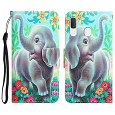 For Samsung Galaxy A40 Colored Drawing Leather Phone Case(Elephant)