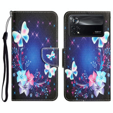 For Xiaomi Poco X4 Pro 5G Colored Drawing Leather Phone Case(Butterfly)