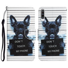 For Samsung Galaxy A50 Colored Drawing Leather Phone Case(Black Dog) For Samsung Galaxy A50 Colored Drawing Leather Phone Case(Black Dog)