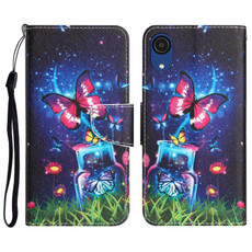 For Samsung Galaxy A03 Core Colored Drawing Leather Phone Case(Bottle Butterfly)