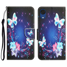 For Samsung Galaxy A03 Core Colored Drawing Leather Phone Case(Butterfly)