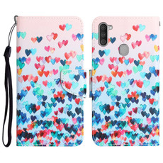For Samsung Galaxy A11 Colored Drawing Leather Phone Case(Heart)