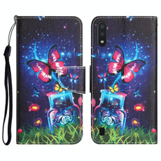 For Samsung Galaxy A01 Colored Drawing Leather Phone Case(Bottle Butterfly)