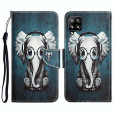 For Samsung Galaxy A42 Colored Drawing Leather Phone Case(Earphone Elephant)