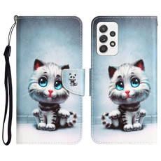 For Samsung Galaxy A53 5G Colored Drawing Leather Phone Case(Blue Eyes)
