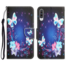 For Samsung Galaxy A50 Colored Drawing Leather Phone Case(Butterfly)