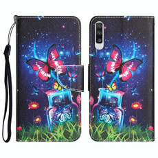 For Samsung Galaxy A70 Colored Drawing Leather Phone Case(Bottle Butterfly)