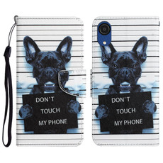 For Samsung Galaxy A03 Core Colored Drawing Leather Phone Case(Black Dog)