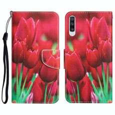 For Samsung Galaxy A50 Colored Drawing Leather Phone Case(Tulips) For Samsung Galaxy A50 Colored Drawing Leather Phone Case(Tulips)