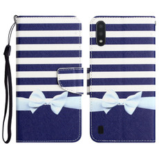 For Samsung Galaxy A01 Colored Drawing Leather Phone Case(Bow Knot)