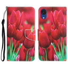 For Samsung Galaxy A03 Core Colored Drawing Leather Phone Case(Tulips)