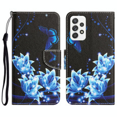 For Samsung Galaxy A32 4G Colored Drawing Leather Phone Case(Blue Butterfly)