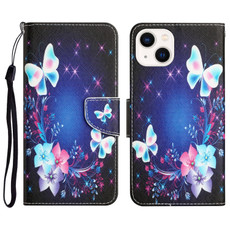For iPhone 13 Colored Drawing Leather Phone Case(Butterfly)