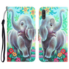 For Samsung Galaxy A11 Colored Drawing Leather Phone Case(Elephant)