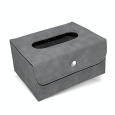 Car Hanging Type Tissue Box Sheepskin Leather Facial Tissue Case(Grey)