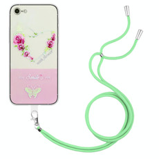 For iPhone SE 2022 / SE 2020 / 8 / 7 Bronzing Butterfly Flower TPU Phone Case with Lanyard(Rose Heart)