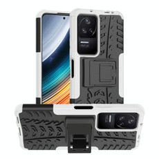 For Xiaomi Redmi K40S Tire Texture TPU + PC Phone Case with Holder(White)