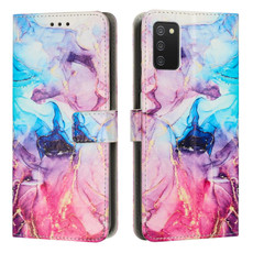 For Samsung Galaxy A03s India Painted Marble Pattern Leather Phone Case(Pink Purple)