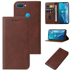 For OPPO A12 Magnetic Closure Leather Phone Case(Brown)
