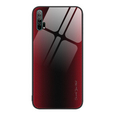 For Honor 20 Pro Texture Gradient Glass TPU Phone Case(Red)