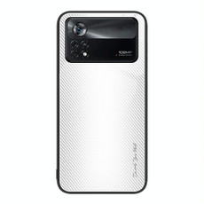 For Xiaomi Poco X4 Pro 5G Texture Gradient Glass TPU Phone Case(White)