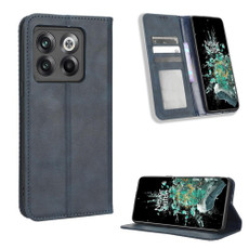 For OnePlus 10T 5G / Ace Pro 5G Magnetic Buckle Retro Texture Leather Phone Case(Blue)
