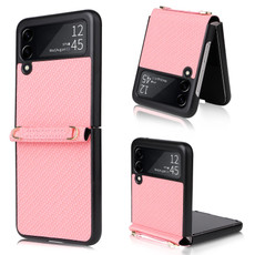 For Samsung Galaxy Z Flip3 5G Straw Mat Texture Lanyard Phone Case(Pink) For Samsung Galaxy Z Flip3 5G Straw Mat Texture Lanyard Phone Case(Pink)