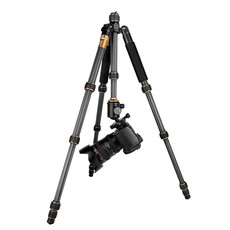 QingZhuangShiDai Q666C Portable Travel Photography Ball Head SLR Camera Carbon Fiber Tripod(Black)