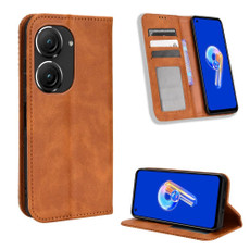 For ASUS Zenfone 9 Magnetic Buckle Retro Texture Leather Phone Case(Brown) For ASUS Zenfone 9 Magnetic Buckle Retro Texture Leather Phone Case(Brown)