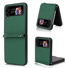 For Samsung Galaxy Z Flip4 5G Straw Mat Texture Lanyard Phone Case(Green) For Samsung Galaxy Z Flip4 5G Straw Mat Texture Lanyard Phone Case(Green)