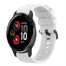 For Garmin Venu 2 Plus 20mm Solid Color Soft Silicone Watch Band(White)