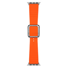 Silver Square Buckle Silicone Watch Band For Apple Watch Series 9&8&7 41mm / SE 3&SE 2&6&SE&5&4 40mm / 3&2&1 38mm(Orange)