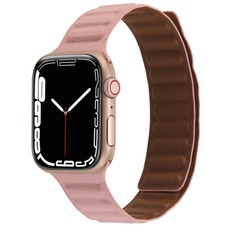 Magnetic Two-color Loop Slim Leather Watch Band For Apple Watch Series 9&8&7 41mm / SE 3&SE 2&6&SE&5&4 40mm / 3&2&1 38mm(Pink)