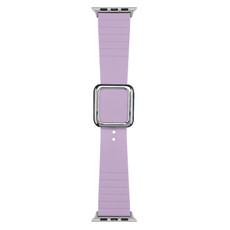 Silver Square Buckle Silicone Watch Band For Apple Watch Series 9&8&7 41mm / SE 3&SE 2&6&SE&5&4 40mm / 3&2&1 38mm(Light Purple)